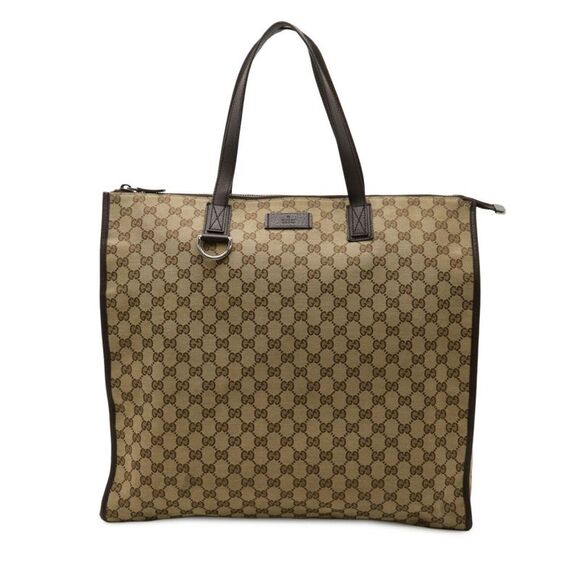Gucci GG Canvas Leather Tote Bag - Picture 1 of 9